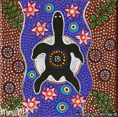 Turtle Moon Framed Canvas Print by Mirree Contemporary Aboriginal Art